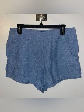 GAP Light Blue Linen-Blend High Waist Shorts